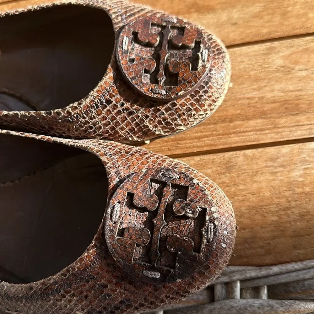 Tory Burch Snakeskin Flat Shoes 8